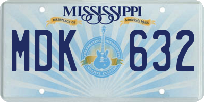 MS license plate MDK632