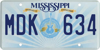 MS license plate MDK634