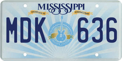 MS license plate MDK636