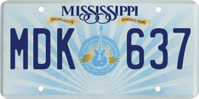 MS license plate MDK637