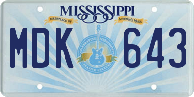 MS license plate MDK643