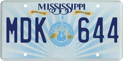 MS license plate MDK644