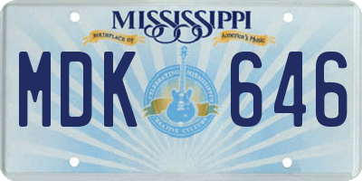 MS license plate MDK646