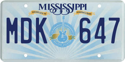 MS license plate MDK647