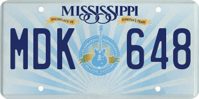 MS license plate MDK648