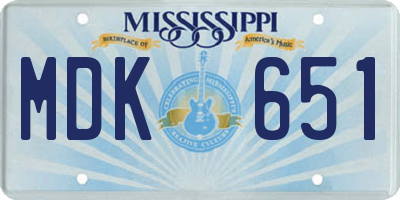 MS license plate MDK651