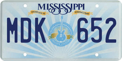 MS license plate MDK652