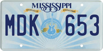 MS license plate MDK653