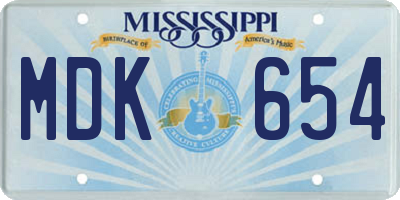 MS license plate MDK654
