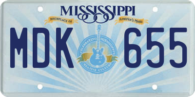 MS license plate MDK655