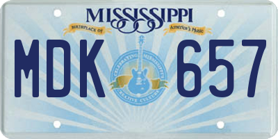 MS license plate MDK657