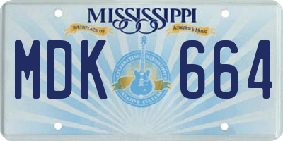 MS license plate MDK664