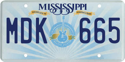 MS license plate MDK665