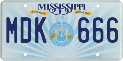 MS license plate MDK666
