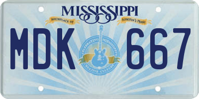 MS license plate MDK667