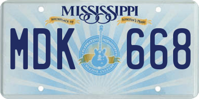 MS license plate MDK668