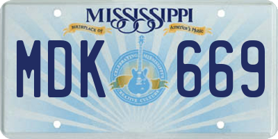 MS license plate MDK669