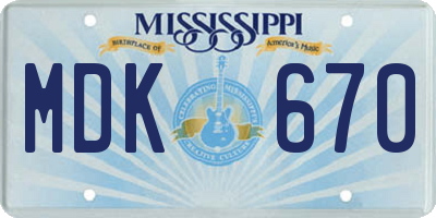 MS license plate MDK670