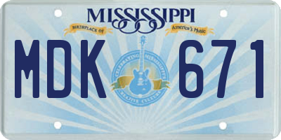 MS license plate MDK671