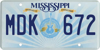 MS license plate MDK672