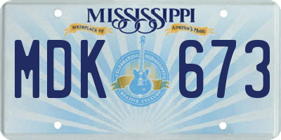 MS license plate MDK673