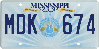 MS license plate MDK674