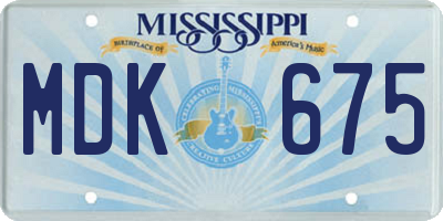 MS license plate MDK675