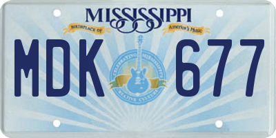 MS license plate MDK677
