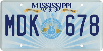 MS license plate MDK678