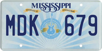 MS license plate MDK679