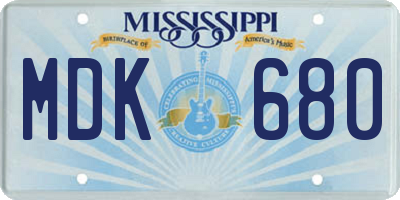 MS license plate MDK680