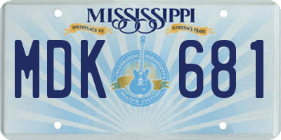 MS license plate MDK681