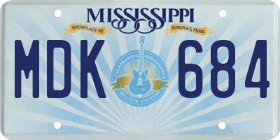 MS license plate MDK684
