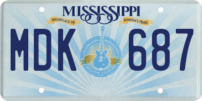MS license plate MDK687