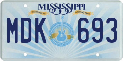 MS license plate MDK693