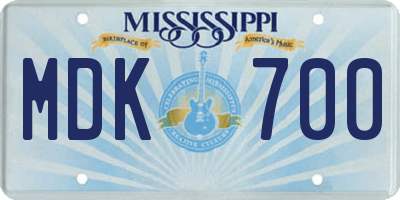 MS license plate MDK700