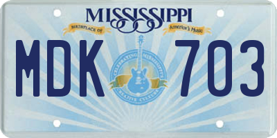 MS license plate MDK703