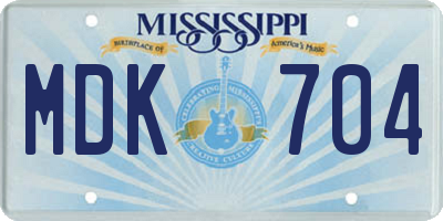 MS license plate MDK704