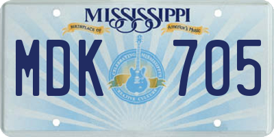 MS license plate MDK705