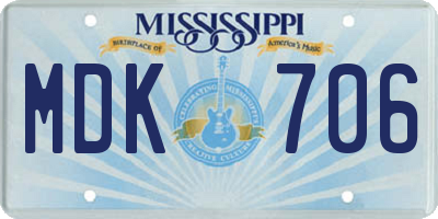 MS license plate MDK706