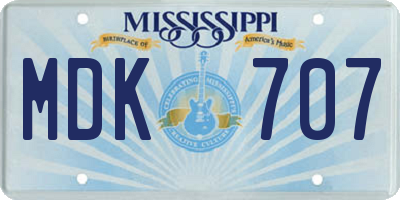 MS license plate MDK707