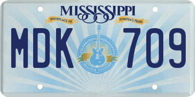 MS license plate MDK709