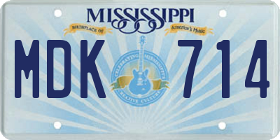 MS license plate MDK714