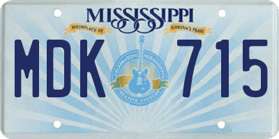 MS license plate MDK715