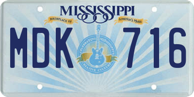 MS license plate MDK716