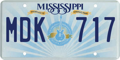 MS license plate MDK717