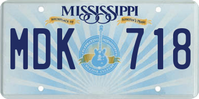 MS license plate MDK718