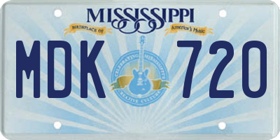 MS license plate MDK720