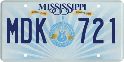 MS license plate MDK721