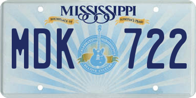 MS license plate MDK722